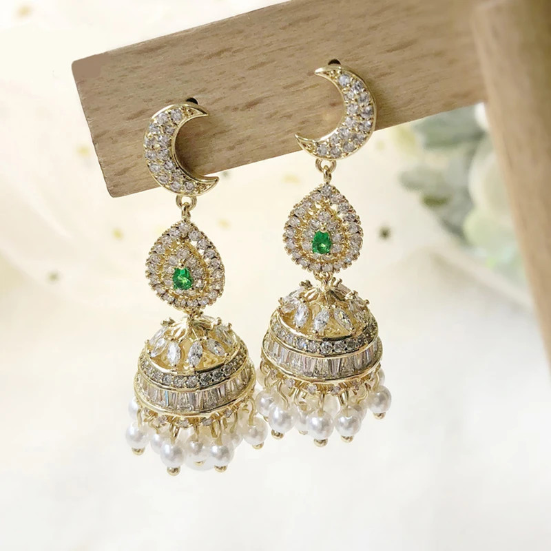 Длинные серьги с жемчужными колокольчиками и кисточками модные женские