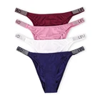 Стринги женские, с заниженной талией, с Т-образной спинкой, 3 шт.набор, трусики в форме треугольника