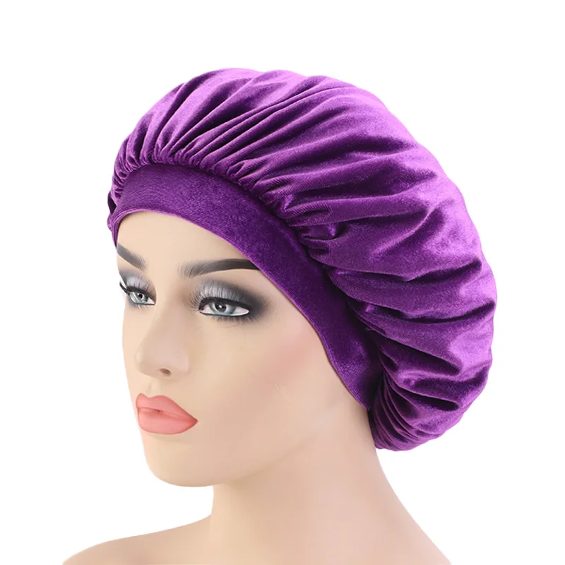 

New fashion Muslim Women Wide Velvet Bonnet Sleep Turban Hat Cancer Chemo Beanies Cap Headwrap Headwear Hair Accessories