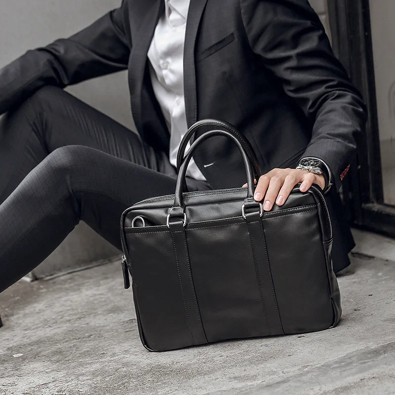 

The New Business with The Bag In Leather Fashion Youth One Shoulder Inclined Shoulder Bag Han Edition Men Briefcase Office Bag
