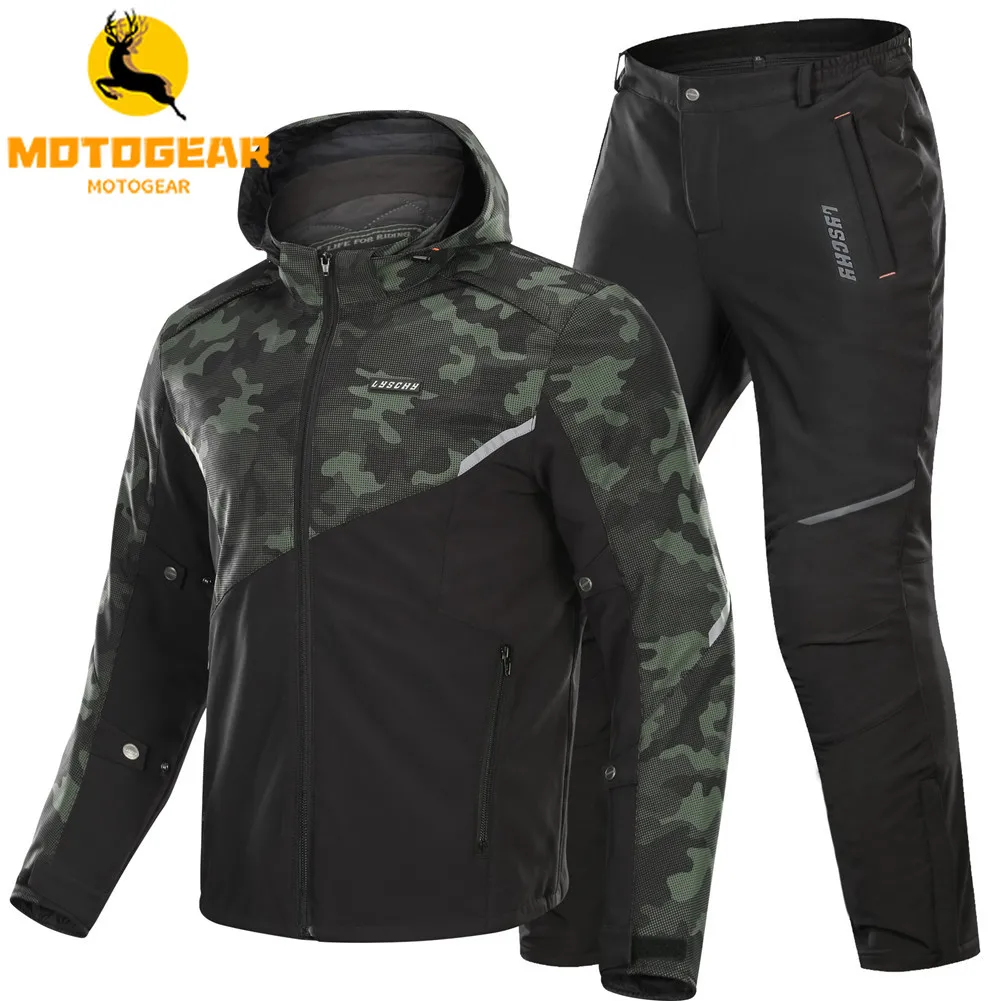 

LYSCHY Moto Riding Hoodie Motorcycle Jacket Man Clothing Reflective Body Armor Suit Protection Coat Chaqueta Outfit Jackets