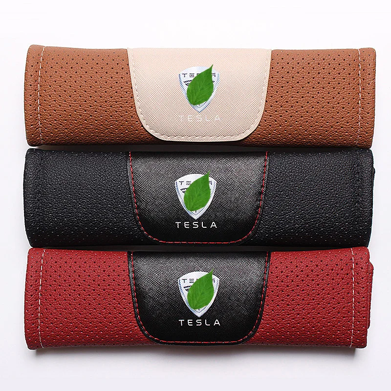 2pcs High Quality Microfiber Leather Car Seat Belt Covers Shoulder pads for Tesla Model 3 X S Styling | Автомобили и мотоциклы