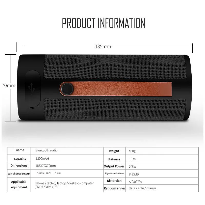 Finlemho T4 беспроводной динамик Bluetooth стерео USB открытый портативный