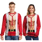 Мужские и женские рождественские свитеры больших размеров, джемперы, топы, Забавный праздничный свитшот с 3D принтом для вечеринки, Рождественская одежда для пар, 3XL