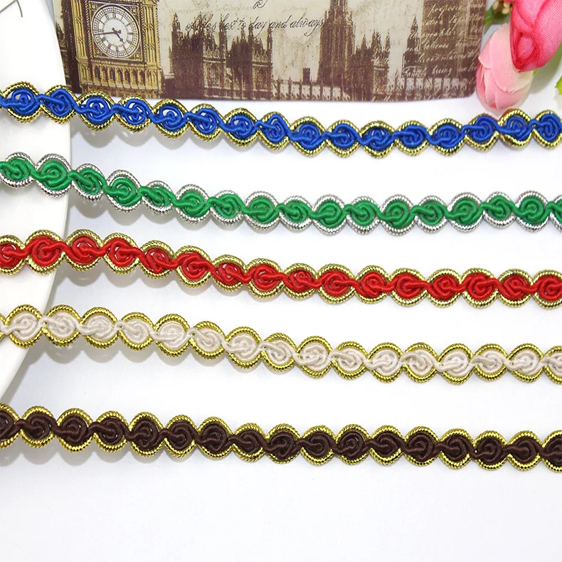 1М Последняя высококачественная кружевная ткань 1см аппликация золотого кружева Guipure для занавесей ленты для шитья отделок dentelle LE1 on.