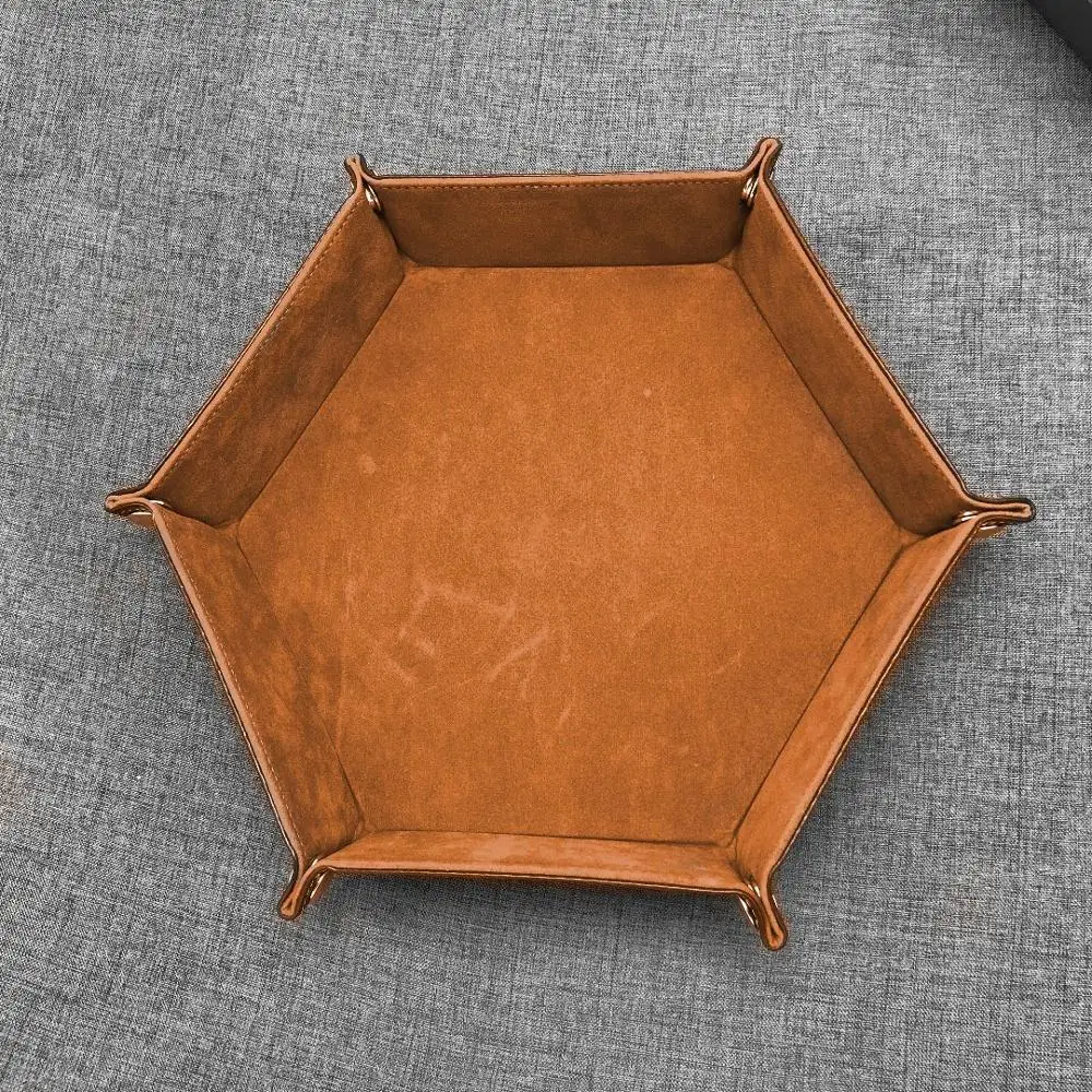 Coffee Mayitr 1 шт. из искусственной кожи шестигранный лоток для игральных костей складной подвижный лоток коробка для хранения игральных костей для настольных игр - Цвет: Coffee