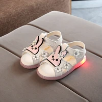 size 21 30 summer pink sandals with light toddler girl led luminous shoes glowing rabbit pattern kids shoes for girl sandals