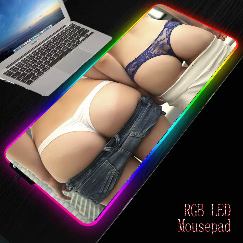 

Mairuige Sexy Girl Ass RGB Gaming Mouse Pad Large Mouse Pad LED Backlit Computer Mousepad for Gamer Office PC Desk Mat Mause Pad