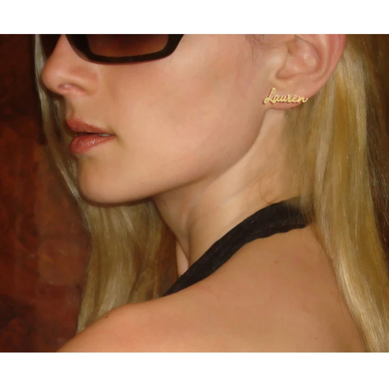 Stainless Steel Custom Name Stud Earrings Personalized Nameplate Handmade Jewelry For Women Girls Custom Earrings Jewelry Bijoux