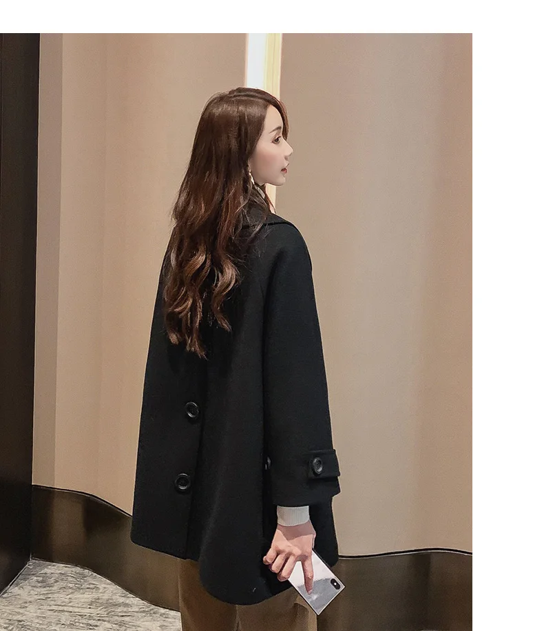 Женское Однотонное шерстяное пальто повседневная винтажная двубортная блузка