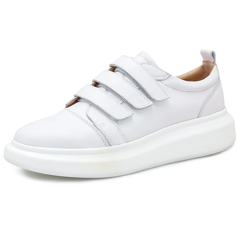 

Мужские повседневные туфли, натуральная кожа, на шнуровке, на липучке, белые