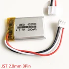 3,7 V 200mAh 402030 литий-полимерная LiPo аккумуляторная батарея с JST PH 2,0 мм 3-контактный разъем для Mp3 GPS Bluetooth Смарт-часы