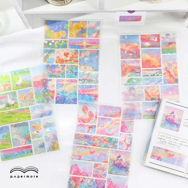 

1 Sheet Sequined parkling Sequin PET Sticker Field Series Handbook Material Sticker 4 Types