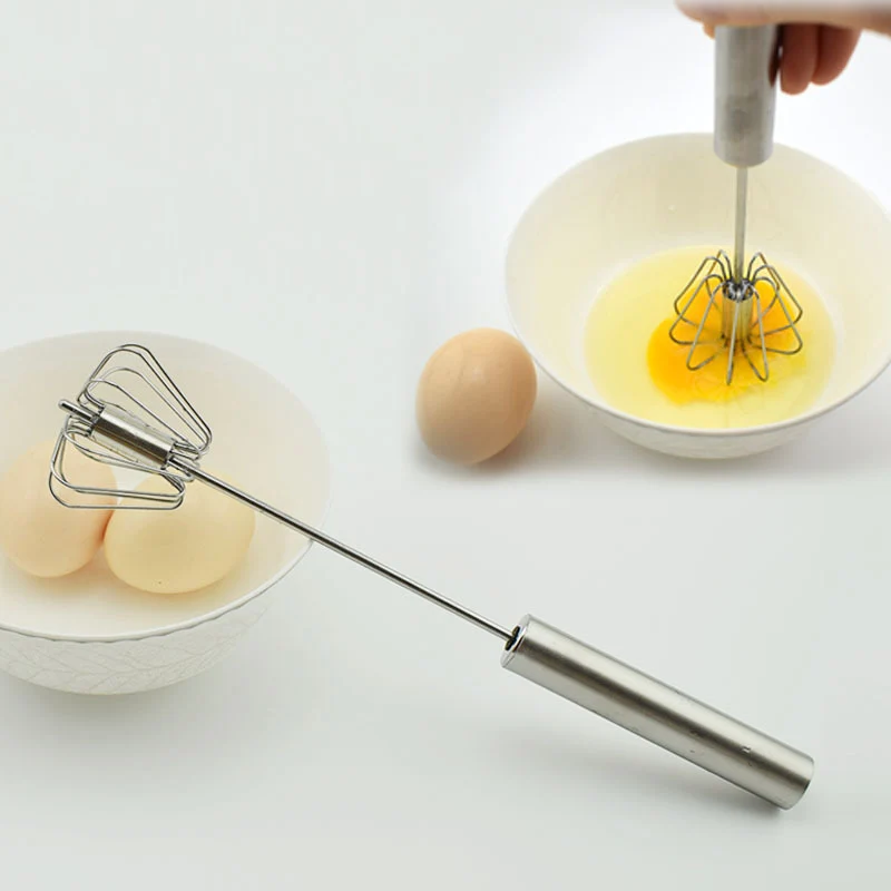 

Semi-Automatic Egg Beater 304 Stainless Steel Egg Whisk Manual Hand Mixer Self Turning Egg Stirrer Kitchen Supplies Egg Tools