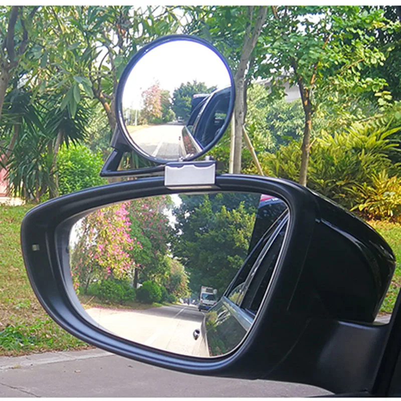 Car Left and Right Front Wheel Blind Zone Mirror 360 Degree Rotation Wide Angle Coach Rearview Mirror Dead Zone Auxiliary Mirror