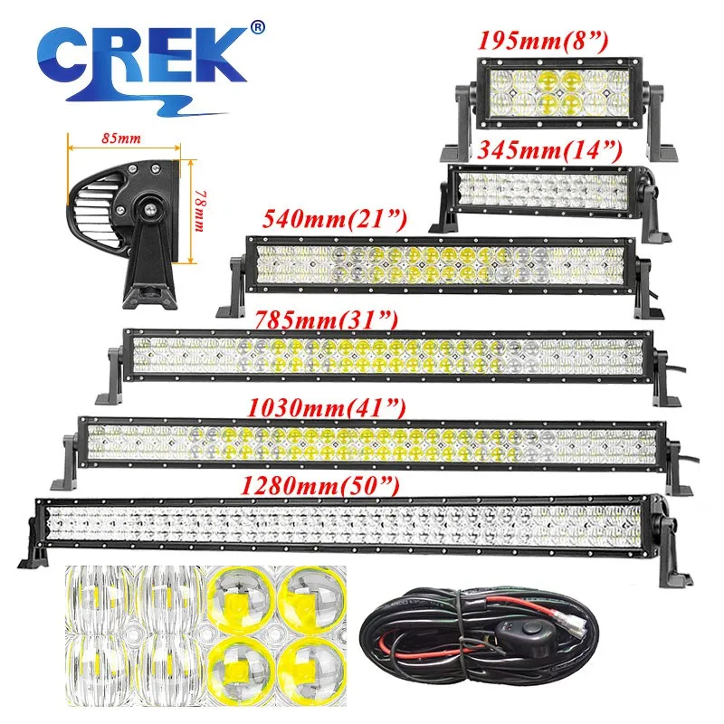CREK 8 14 21 31 41 50 ”5D прямой внедорожный светодиодный светильник 4x4 ATV SUV светодиодный бар для Jeep 4WD 4x4 внедорожный внедорожник ATV Грузовик Лодка автомобиль