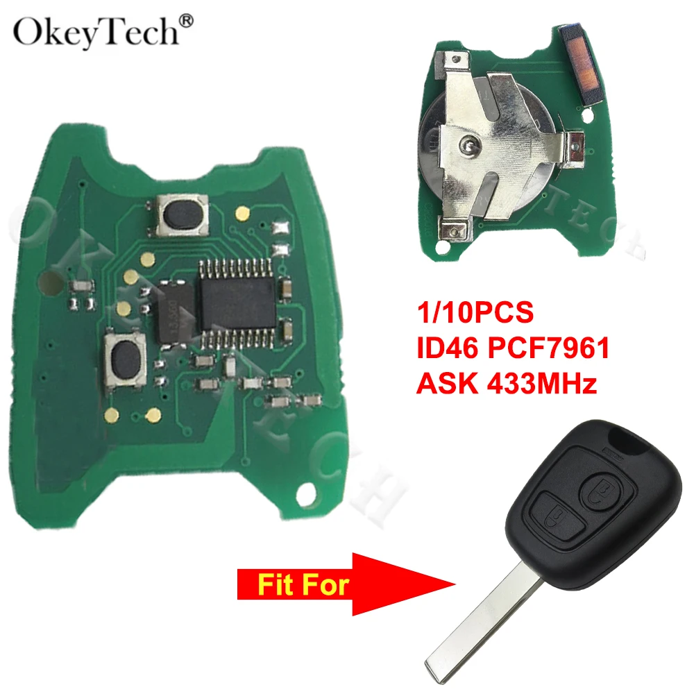 Печатная плата автомобильного ключа Okeytech 1/10 ASK 433 МГц ID46 печатная пульта