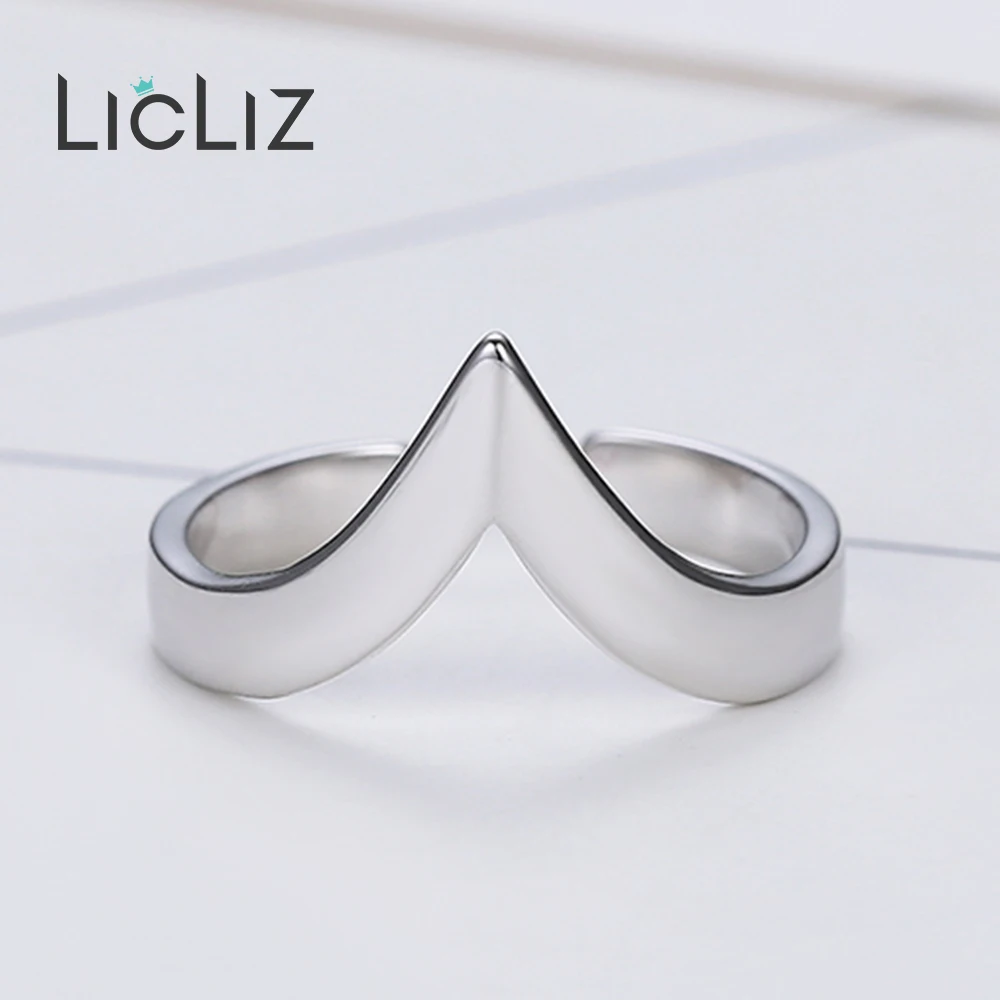 

LicLiz 925 Sterling Silver V Shape Adjustable Rings for Women Open Geometric Letter Ring Jewelry Birthday Christmas Gifts LR0313