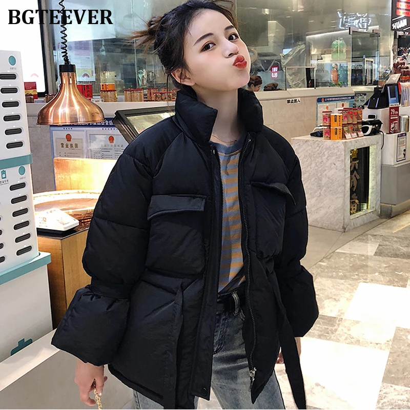 BGTEEVER Модная одежда с воротником стойкой женский парки Зимняя куртка удобные