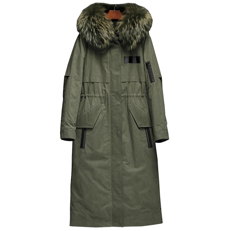 

Real quality Superior Fur Coat X-long Parka Winter Jacket Real Fur Coat Natural Fox Fur Collar Rex Rabbit Fur Liner Outerwear