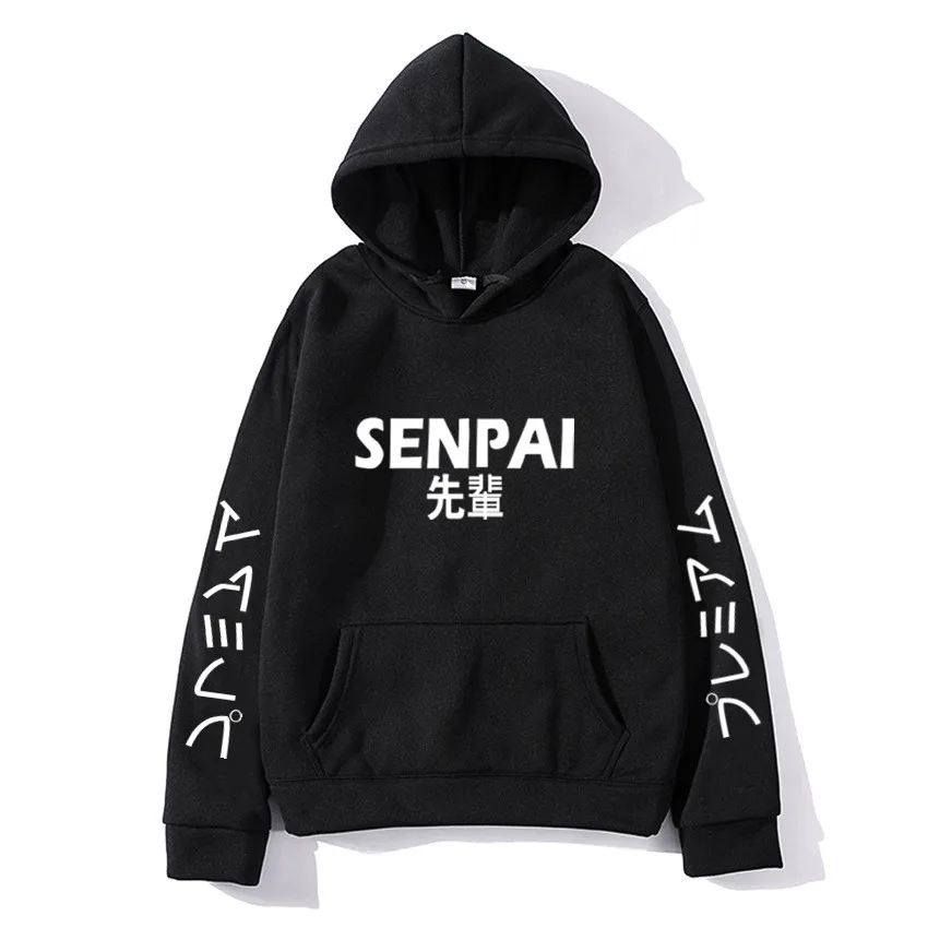 Худи флисовое унисекс с принтом SENPAI модная Толстовка в японском стиле уличная