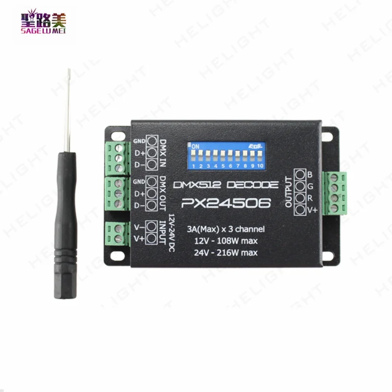 DC12V-24V PX24506 DMX512 декодер 3AX3CH светодиодный контроллер DMX усилитель для 5050 3528 RGB