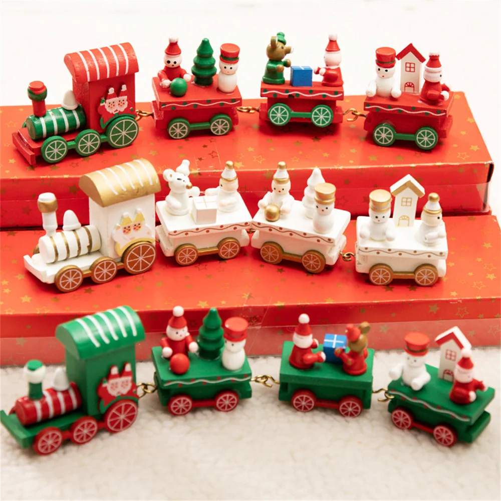 

Merry Christmas Wooden Train Christmas Decoration Ornament for Home Hotel Restaurant New Year Xmas Decor Kids Children Gifts