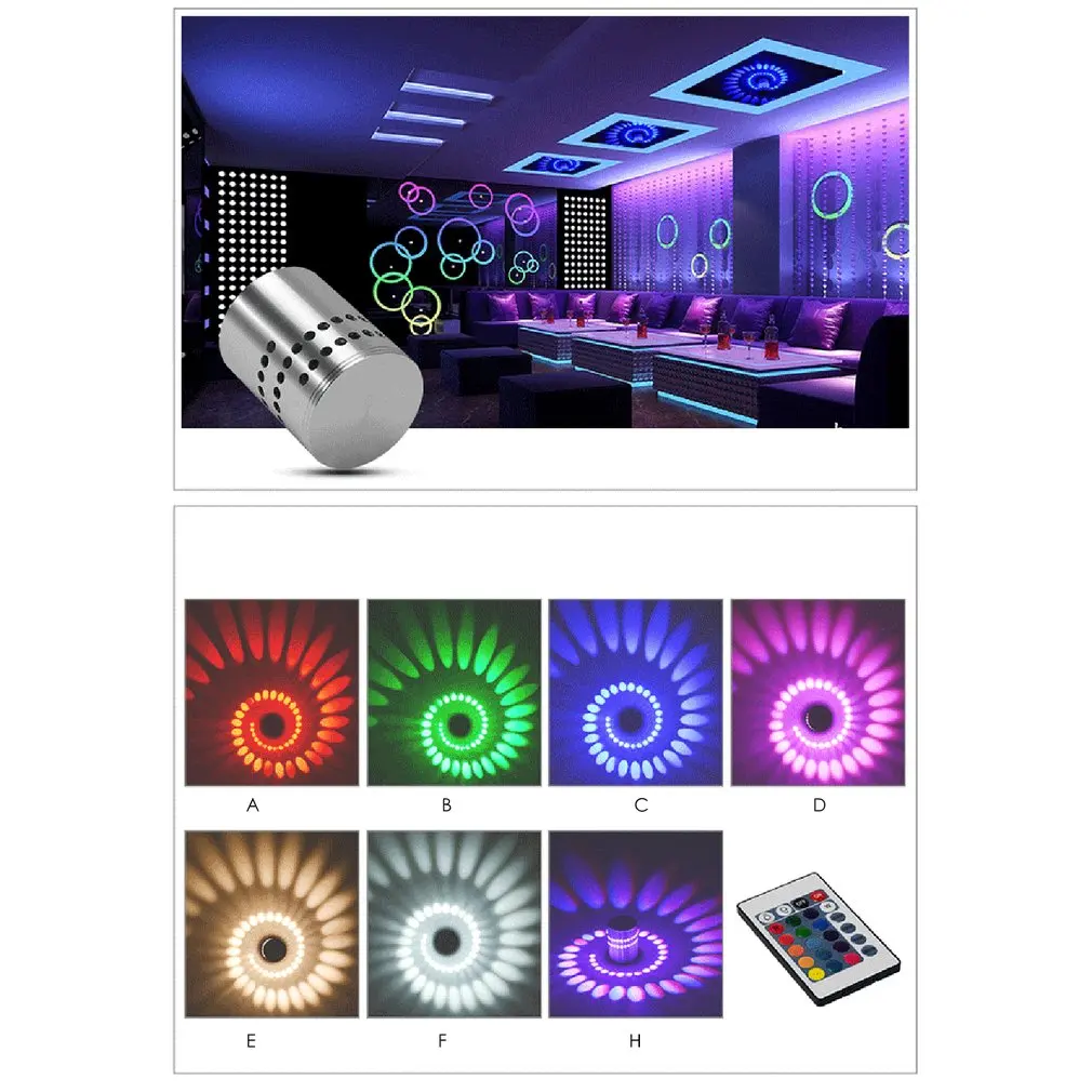 Спираль пористый светильник Rgb с пультом дистанционного управления 360 градусов