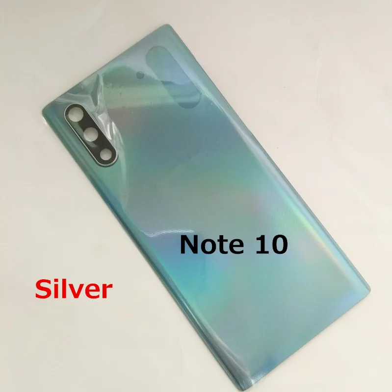 Фото Новая задняя крышка батарейного отсека для Samsung Galaxy Note 10 Note10 Plus корпус батарейного отсека со стеклянной рамкой для объектива камеры №4