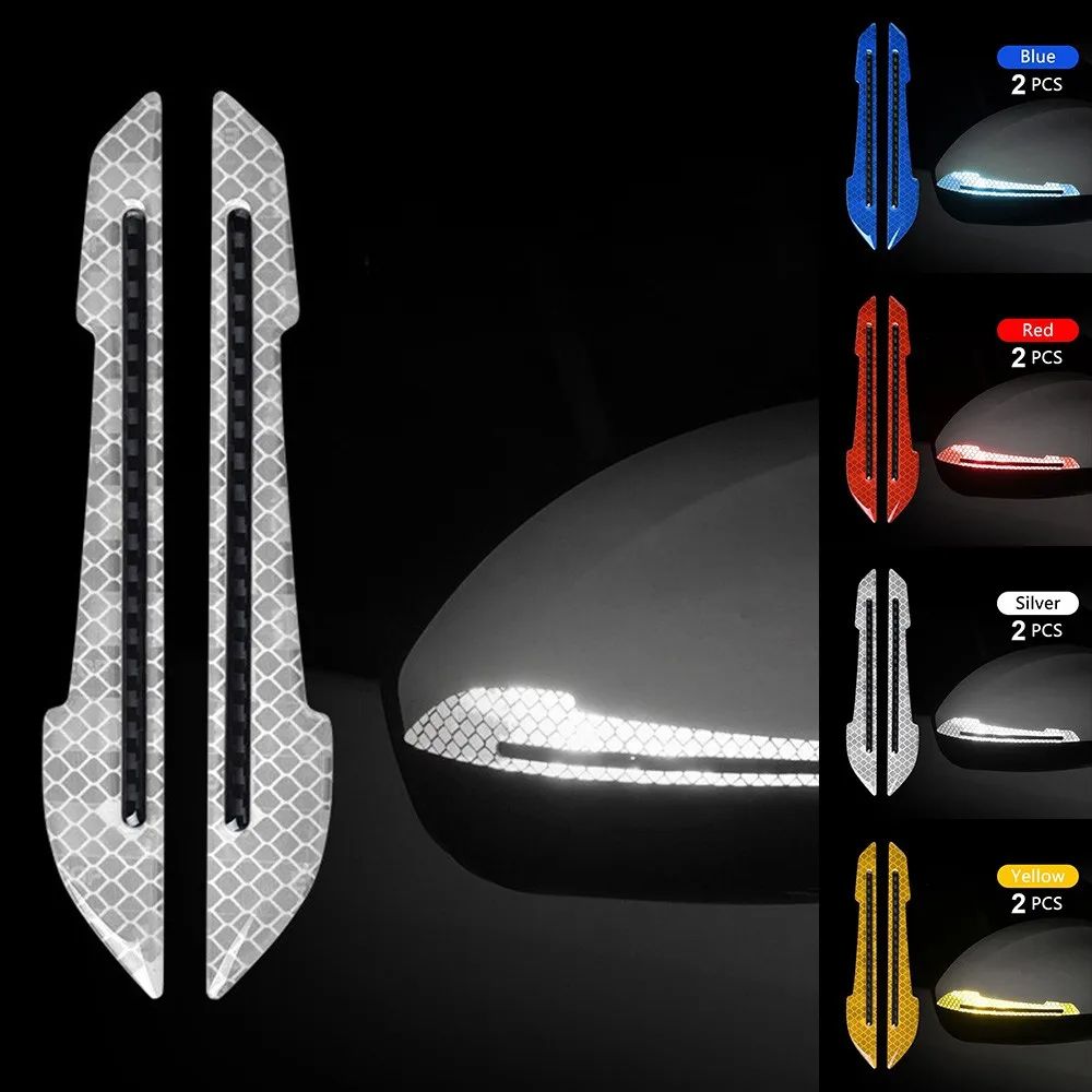

2pcs Car Rearview Mirror Reflective Stickers Warning Tape Strip Decals Universal Night Safety Warning Reflective Stickers