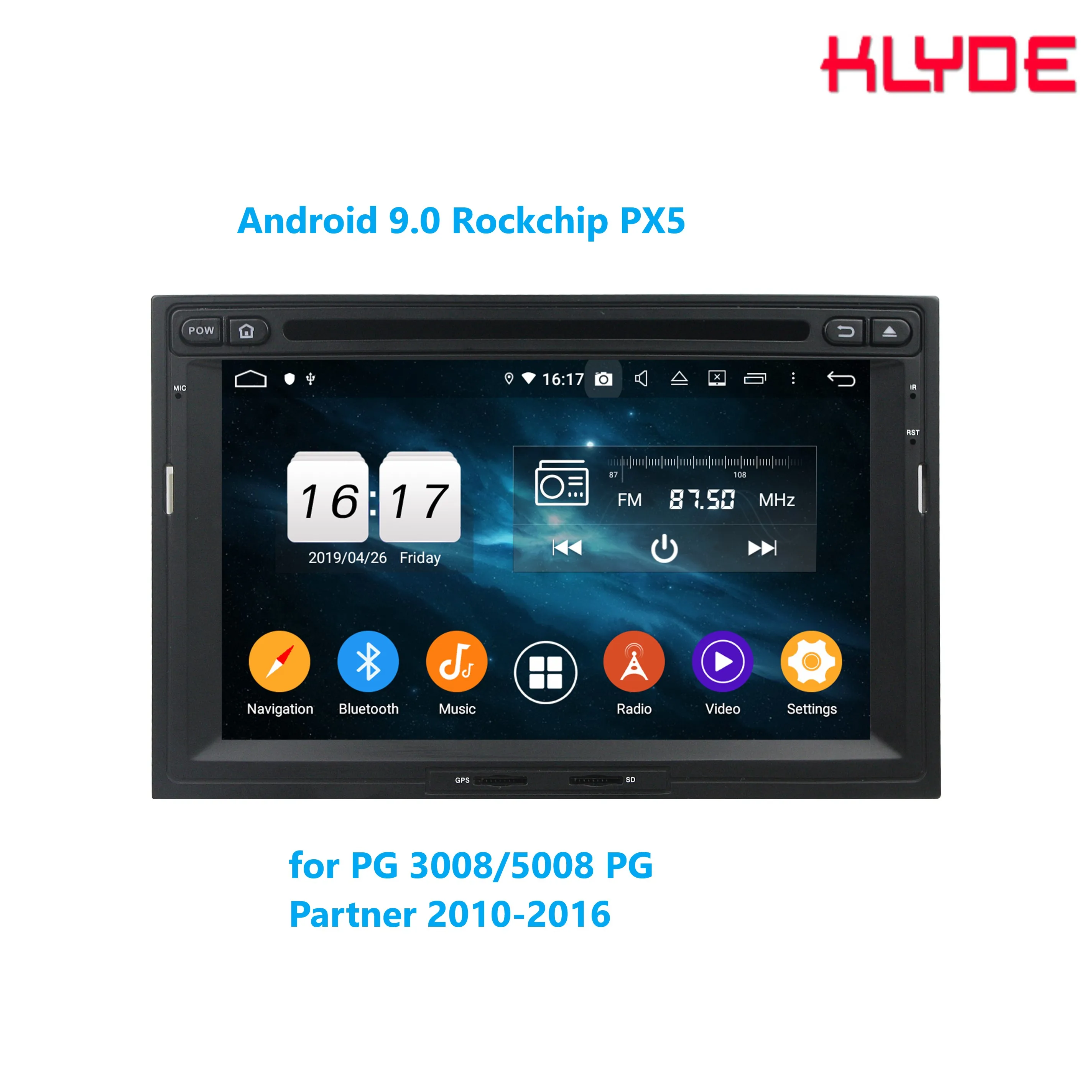 Автомобильный dvd-видеоплеер KLYDE KD-7081 2 din 7 дюймов Android 9.0 octa core с GPS BT для