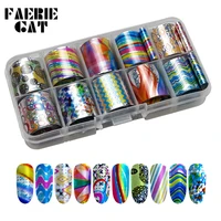 1 box nail foils polish stickers geometric line wave colorful star sky nail art transfer foil diy decorations decals for nails
