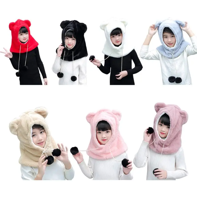 Зимняя Балаклава для взрослых и детей шапка с милыми медвежьими ушками