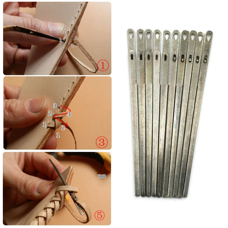 

Hand Sewing Needle Diy Leather Sewing Craft Tool Leather Knitting Needle Double Hole Leather Rope Lace Needle For Leather Cords