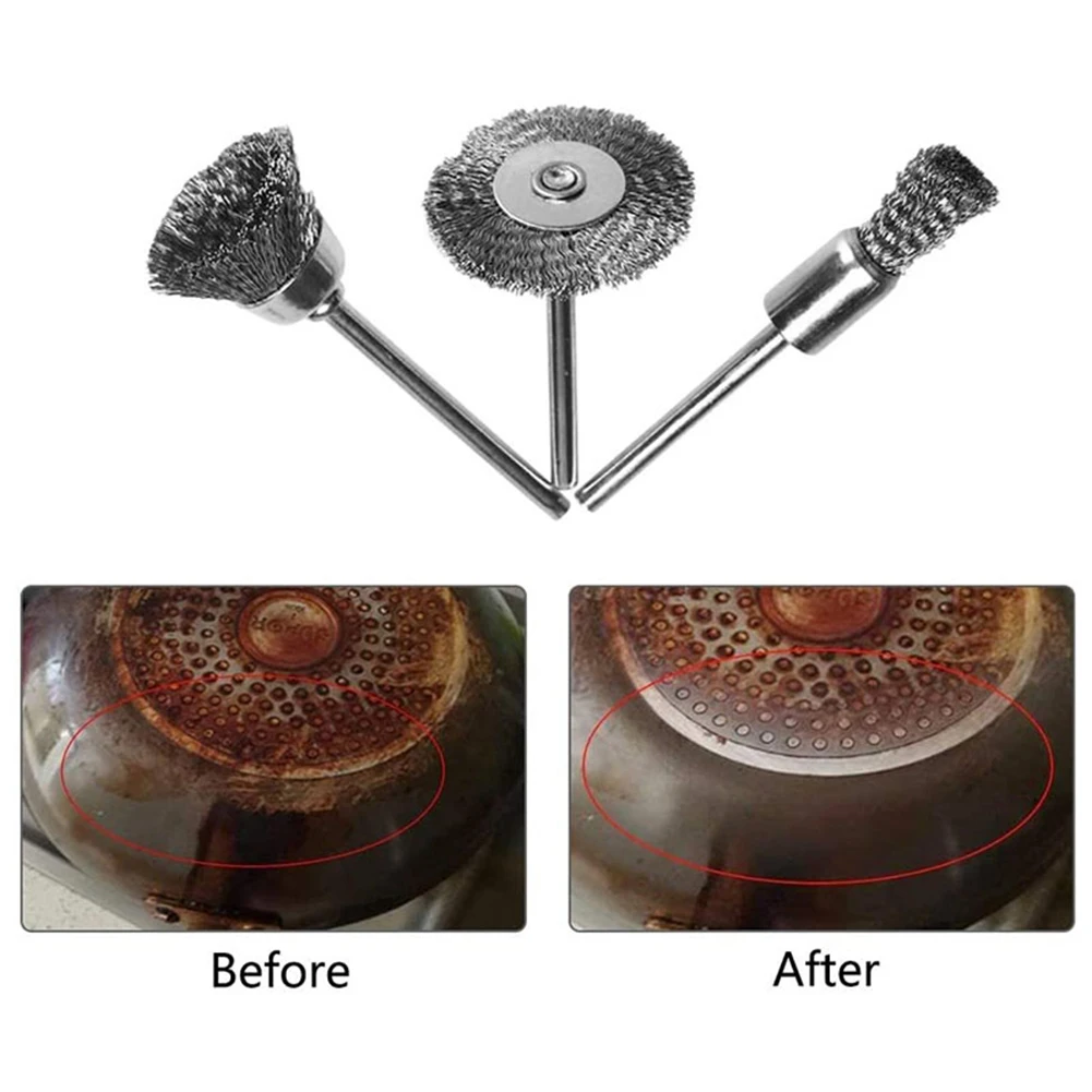 

15/45/60pcs Wire Wheel Cup Brush Set Crimped Stainless Steel Die Grinder Rotary Electric Tool Drill Polishing Dremel Tools