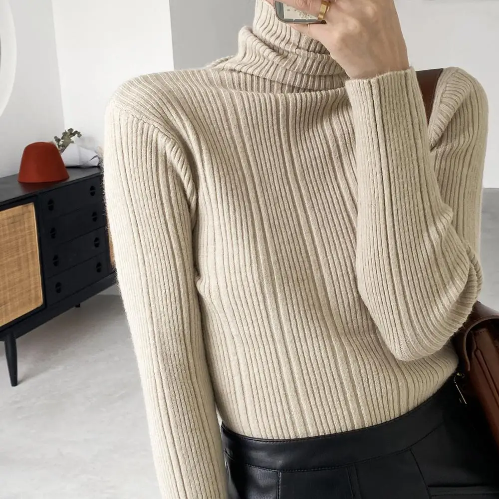FORYUNSHES Women Knitted Slim Sweaters Femme Turtleneck Warm Pullovers Tops Casual Long Sleeve Jumper Shirt 2020 Autumn Winter | Женская