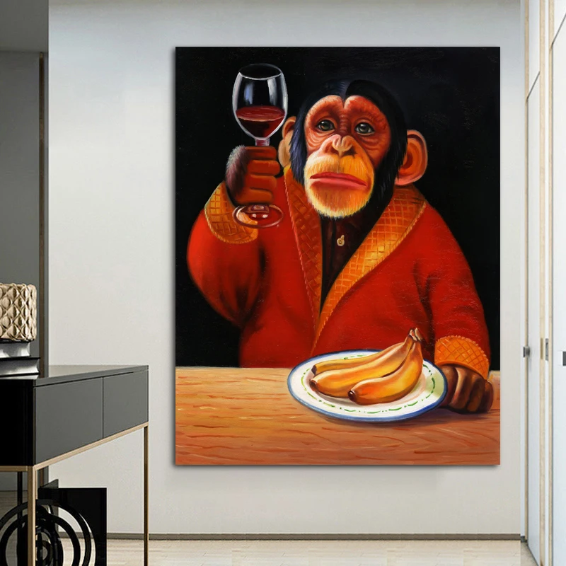 WANGART большой фотографии животных на стену мудрый обезьяна Крестный отец wall Art