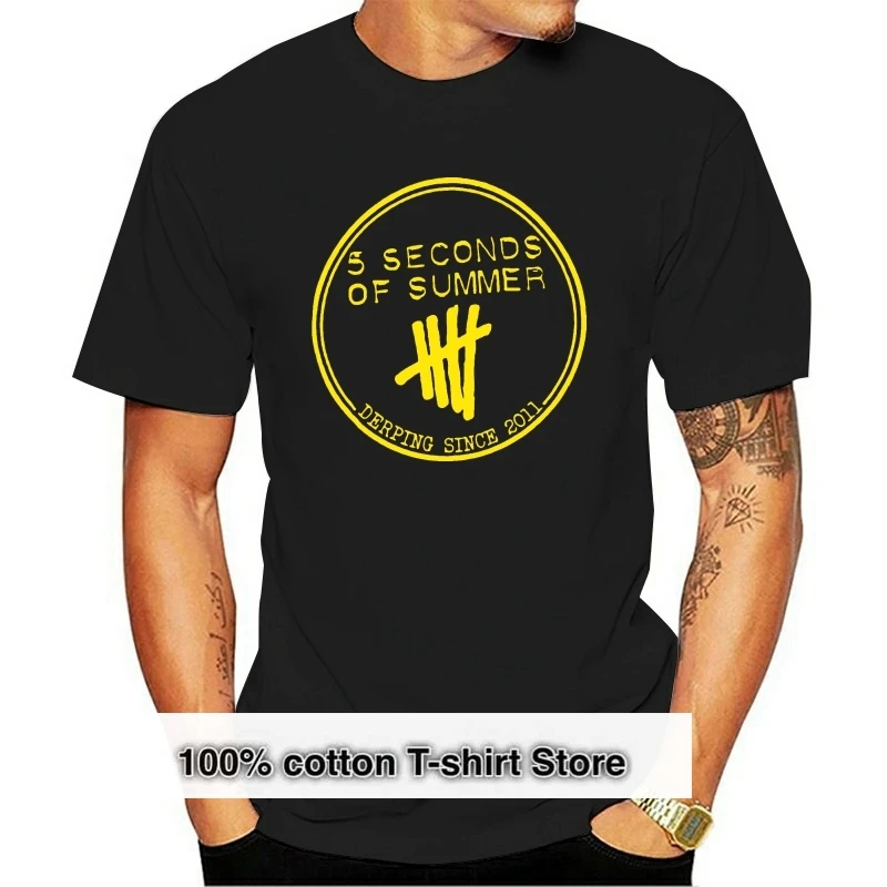 

5 Seconds Of Summer Mens Black &amp White T Shirt XS-3XL Rockabilia