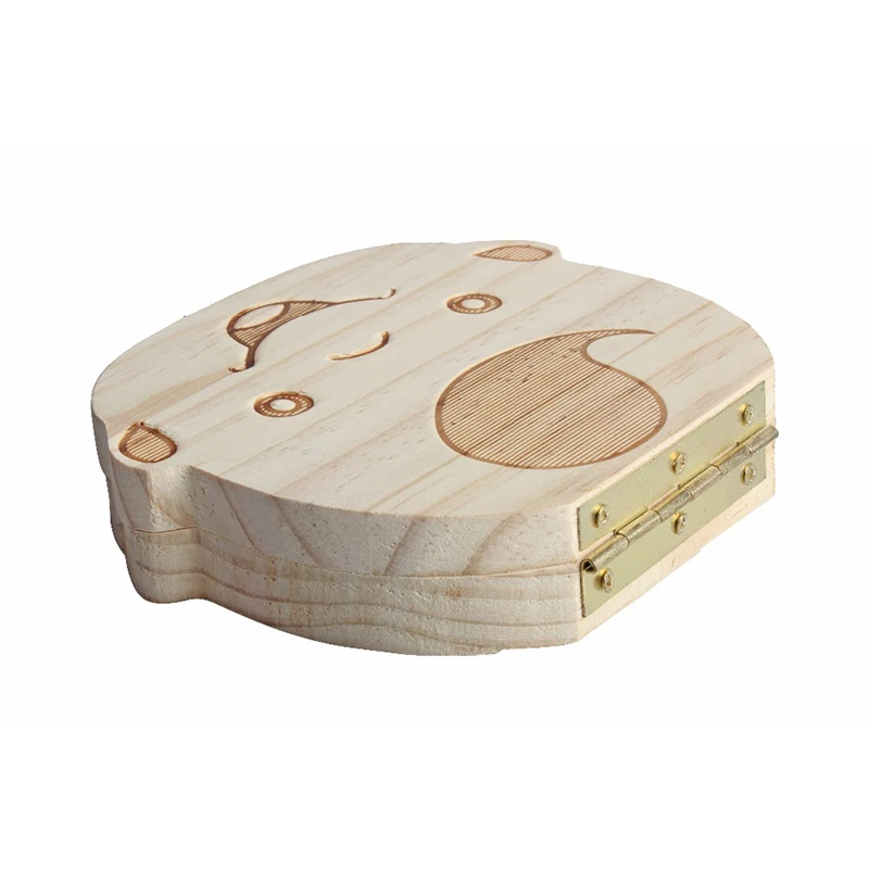 

Spanish English baby Creative Gift Wood Baby Girl Boy Tooth Organizer Boxes Save Deciduous Teeth Storage Keepsakes Collecting