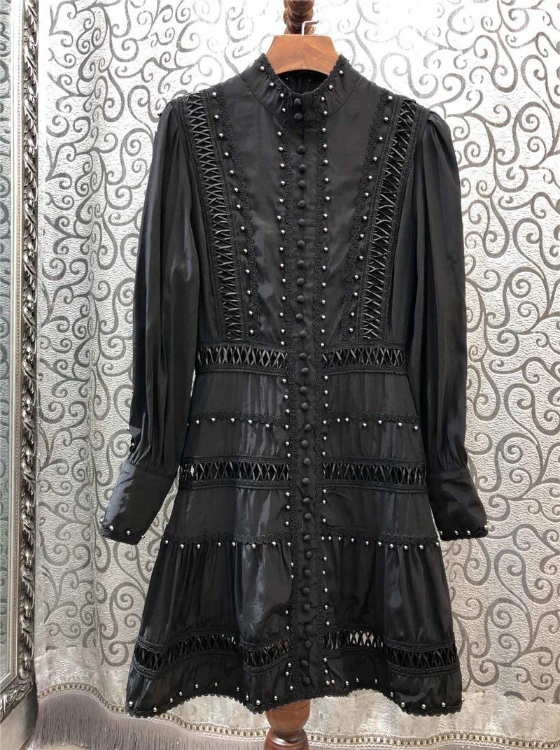 GetSpring женское платье элегантное белое с цветочной вышивкой винтажное воротником