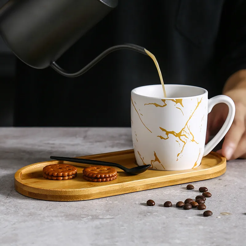 Черно-белая мраморная Золотая керамическая кофейная чашка в скандинавском стиле