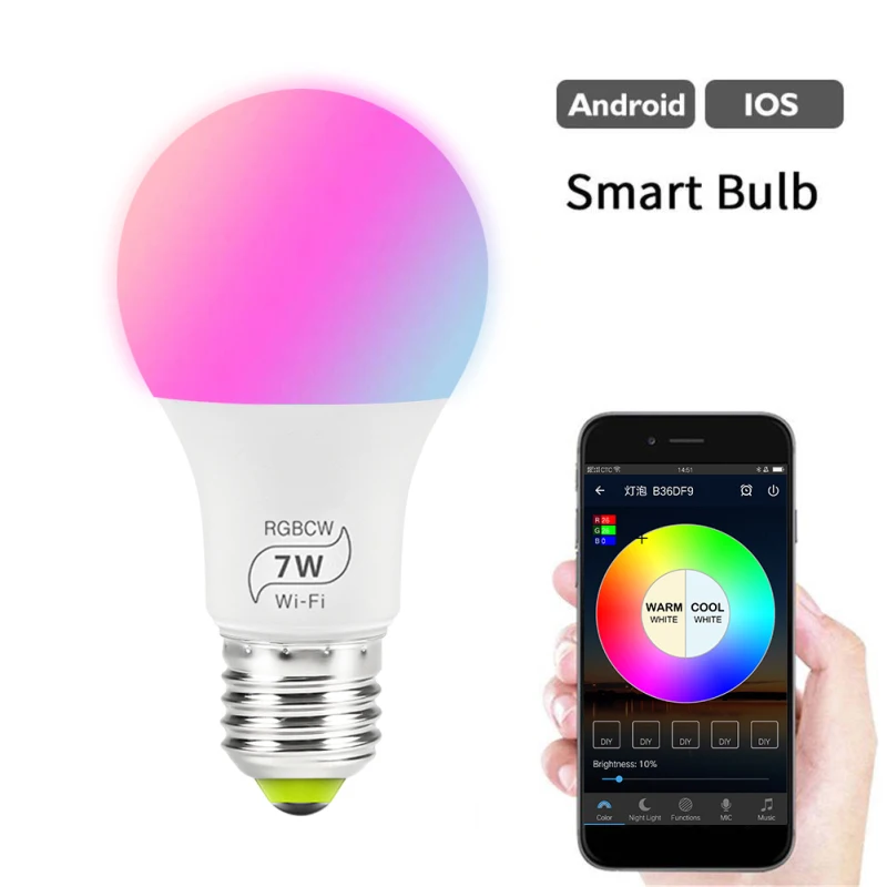5 шт. беспроводной Bluetooth 4 0 умная лампа Домашний Светильник 7 Вт E27 волшебная RGB + W