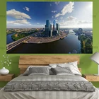 Накидки для строительства городских пейзажей, скребки в России, Москва, Эффект Рыбий глаз, синее небо, домашний декор, холст, постер, печать, HD картины на стену