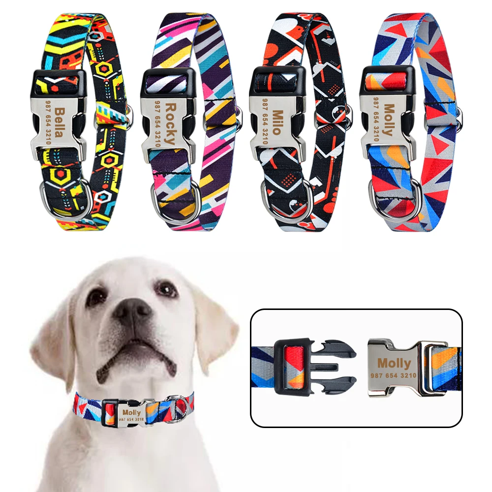 Персонализированный ошейник для собак нейлоновый плед мальчиков и девочек