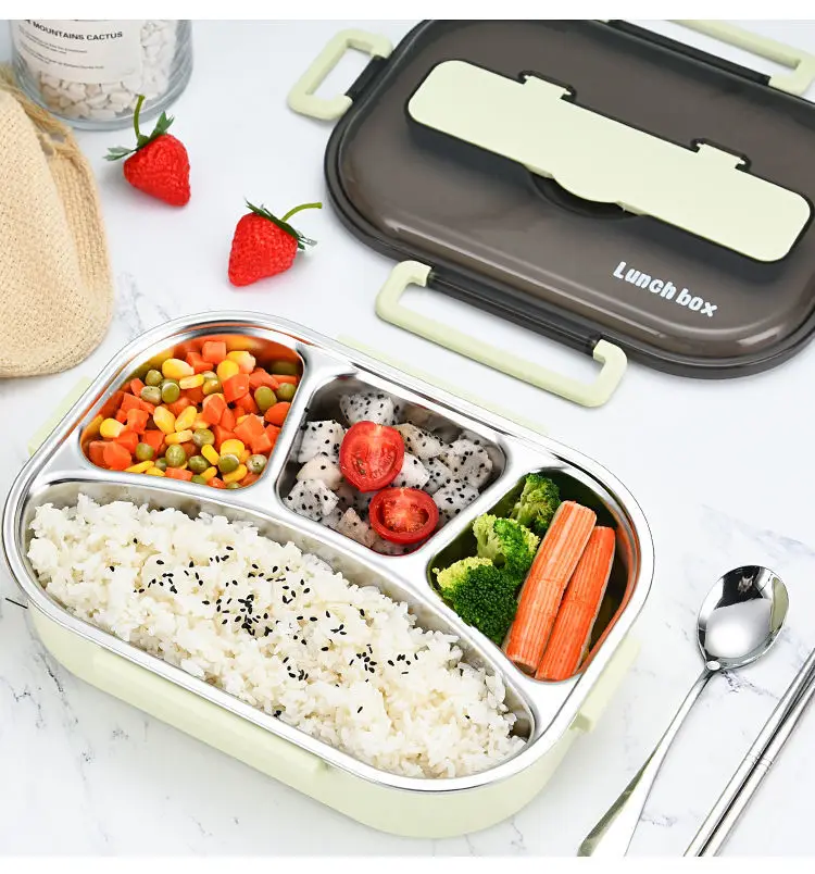 Микроволновая печь 304 коробка для завтрака из нержавеющей стали Отсек Bento Box