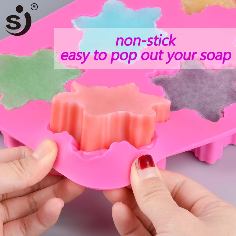 SJ 2 снежинки силиконовые формы для мыла мыльницы ручной работы Рождество Пресс 3D