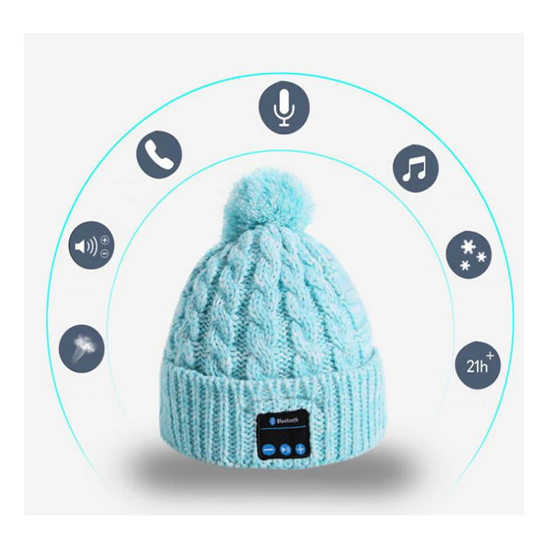 Беспроводная музыкальная шапка с Bluetooth и наушниками на осень и зиму, вязаная шапка для бега, теплые шапочки, зимняя шапка с динамиком для спорта
