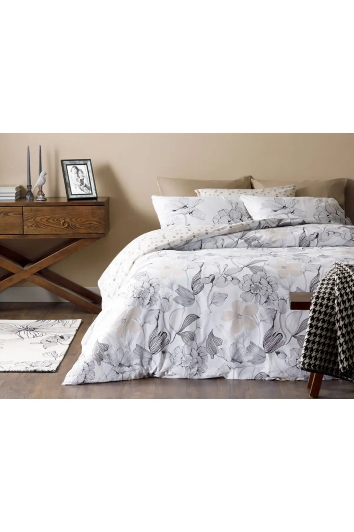 Односпальный комплект пододеяльника из монохромного хлопка 160x220 см черно белый