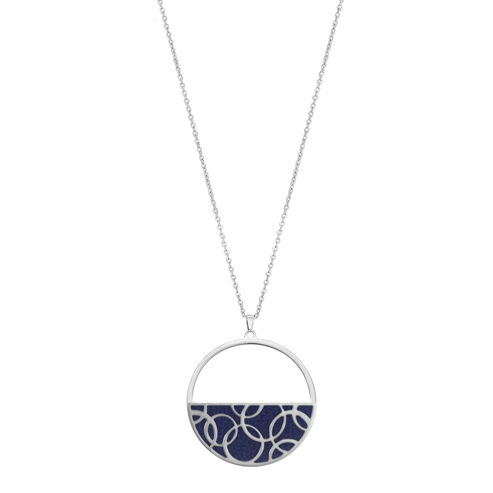 Legenstar Hoop Round Pendant Necklace for Women Reversible Leather collier femme bijoux Stainless Steel Charm Jewels - Окраска металла: 1