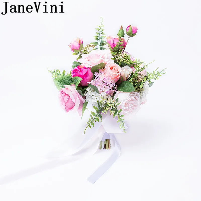 JaneVini искусственные розовые цветы Свадебные букеты 2019 Шелковый Свадебный букет